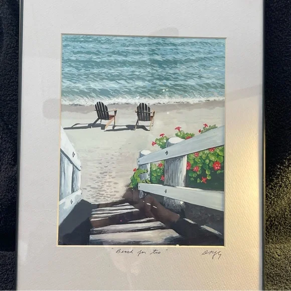 Signed Artwork Framed “Beach For Two” - Picture 1 of 7
